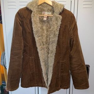 fluffy brown jacket